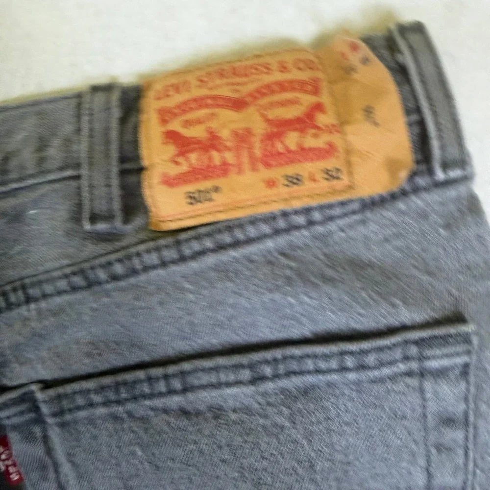 Levis 501 Original‎ Fit Mens Grey Straight Leg Denim Jeans 38x32 Button Fly
